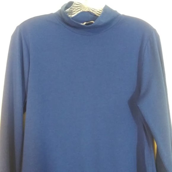Isaac Mizrahi Live women's size S blue mock turtleneck top - Picture 2 of 14
